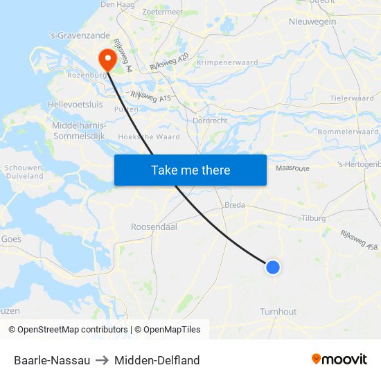 Baarle-Nassau to Midden-Delfland map