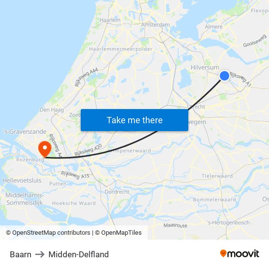 Baarn to Midden-Delfland map