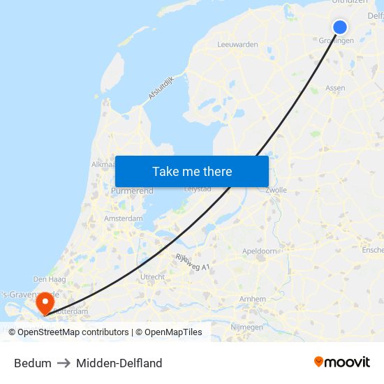 Bedum to Midden-Delfland map