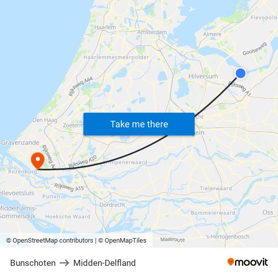 Bunschoten to Midden-Delfland map