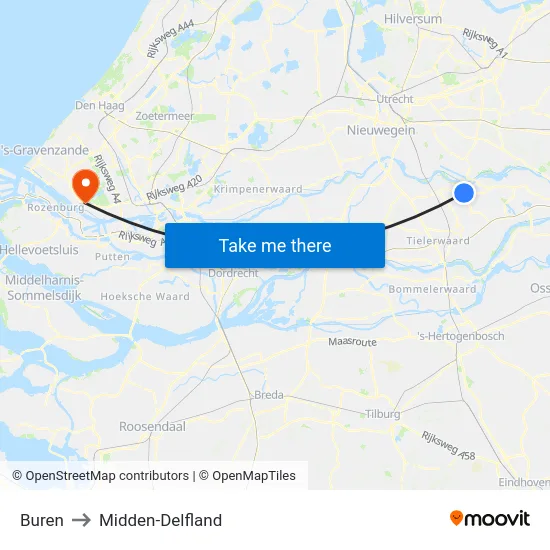 Buren to Midden-Delfland map