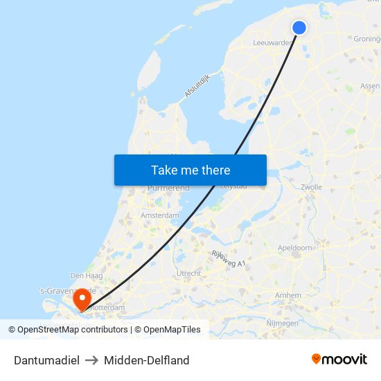 Dantumadiel to Midden-Delfland map