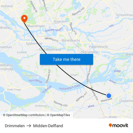 Drimmelen to Midden-Delfland map