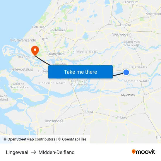 Lingewaal to Midden-Delfland map