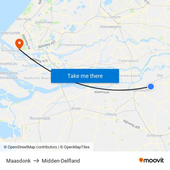 Maasdonk to Midden-Delfland map