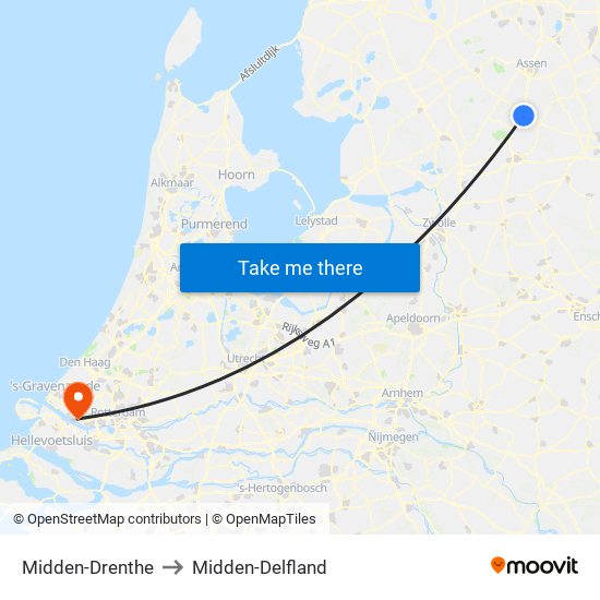 Midden-Drenthe to Midden-Delfland map