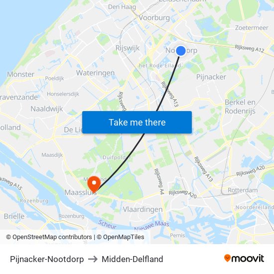 Pijnacker-Nootdorp to Midden-Delfland map