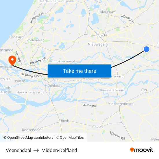 Veenendaal to Midden-Delfland map