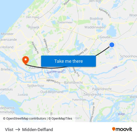 Vlist to Midden-Delfland map