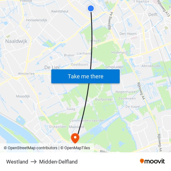 Westland to Midden-Delfland map