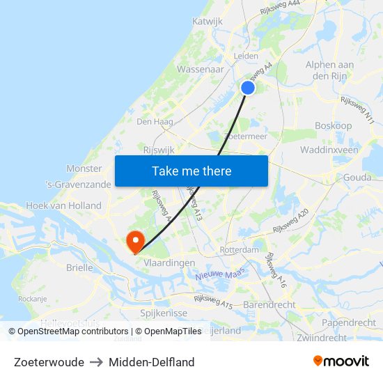 Zoeterwoude to Midden-Delfland map