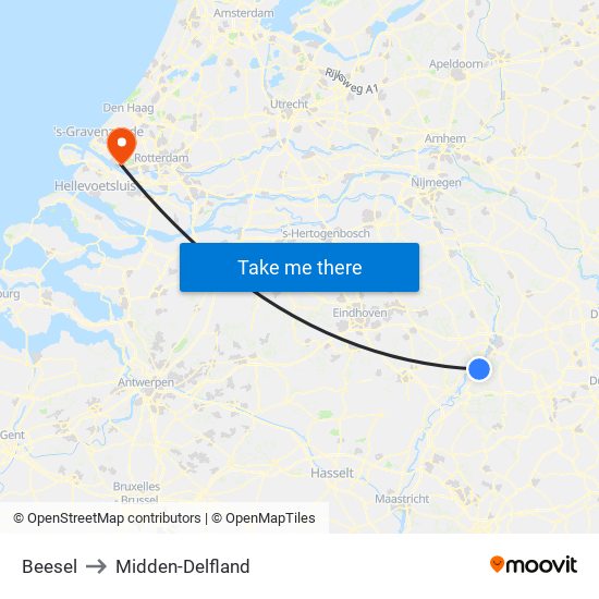 Beesel to Midden-Delfland map