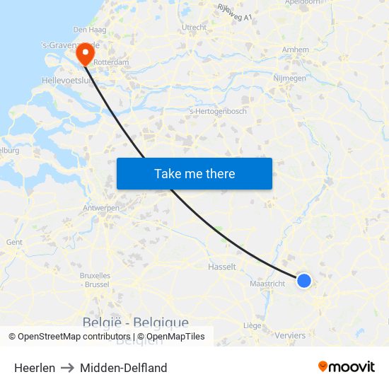 Heerlen to Midden-Delfland map