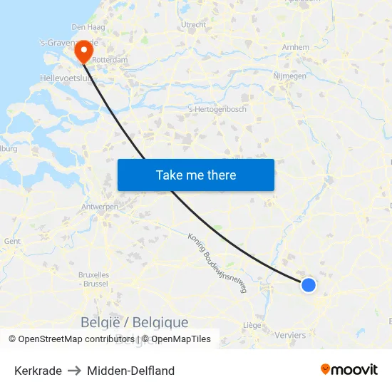 Kerkrade to Midden-Delfland map