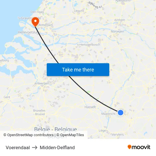 Voerendaal to Midden-Delfland map