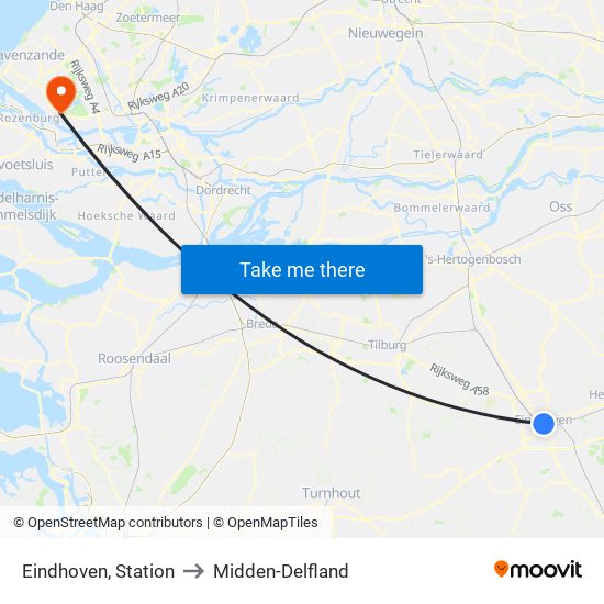 Eindhoven, Station to Midden-Delfland map