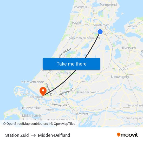 Station Zuid to Midden-Delfland map