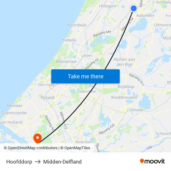 Hoofddorp to Midden-Delfland map