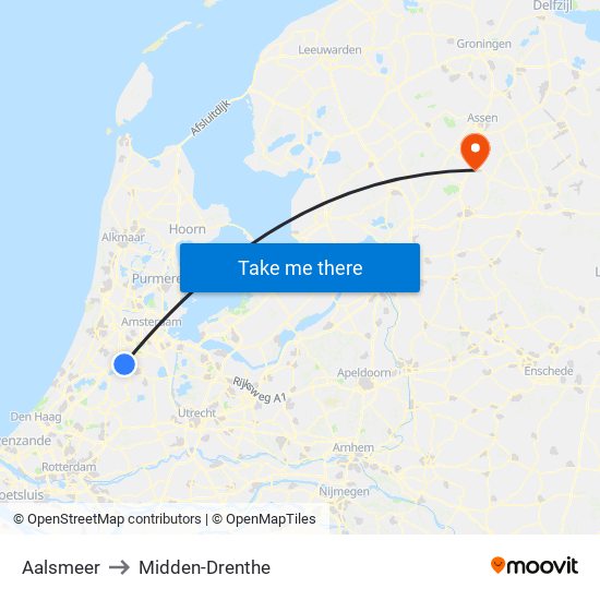 Aalsmeer to Midden-Drenthe map