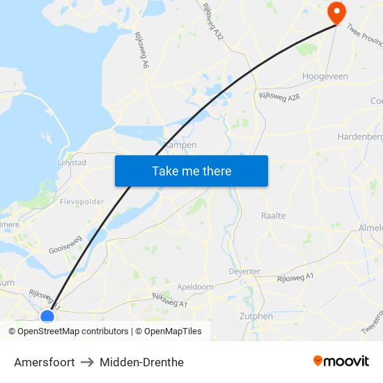 Amersfoort to Midden-Drenthe map