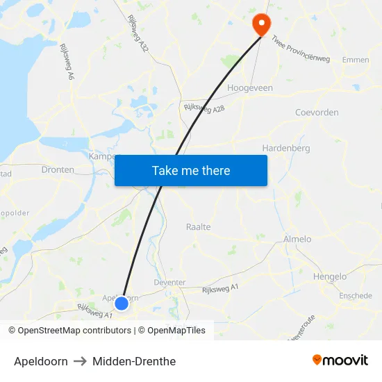 Apeldoorn to Midden-Drenthe map