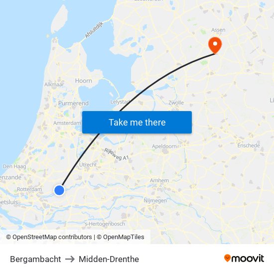 Bergambacht to Midden-Drenthe map