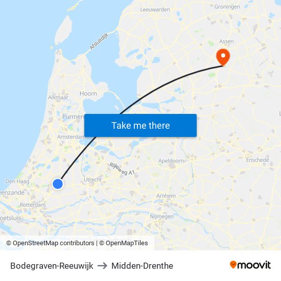 Bodegraven-Reeuwijk to Midden-Drenthe map