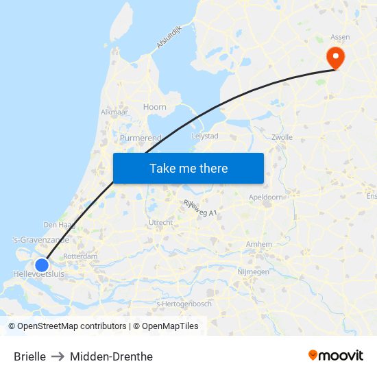 Brielle to Midden-Drenthe map