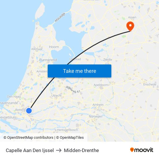 Capelle Aan Den Ijssel to Midden-Drenthe map