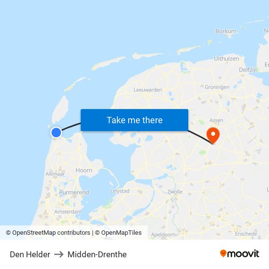 Den Helder to Midden-Drenthe map