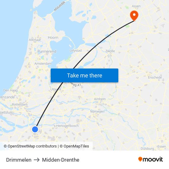 Drimmelen to Midden-Drenthe map