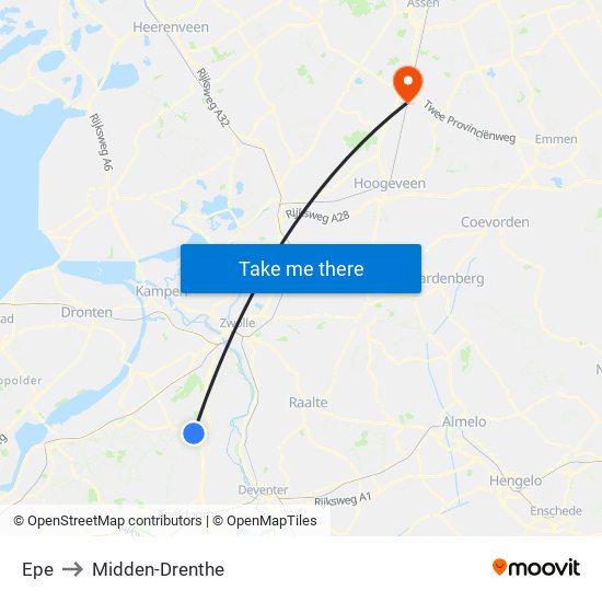 Epe to Midden-Drenthe map