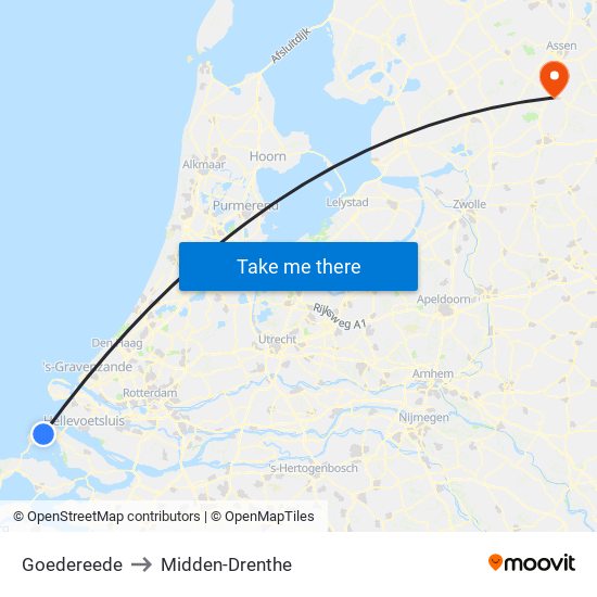 Goedereede to Midden-Drenthe map