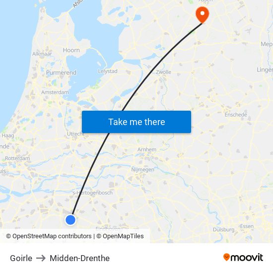 Goirle to Midden-Drenthe map