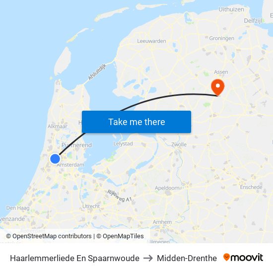 Haarlemmerliede En Spaarnwoude to Midden-Drenthe map