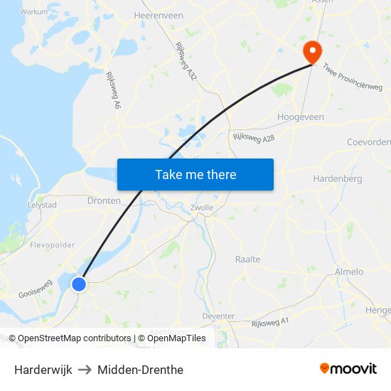 Harderwijk to Midden-Drenthe map