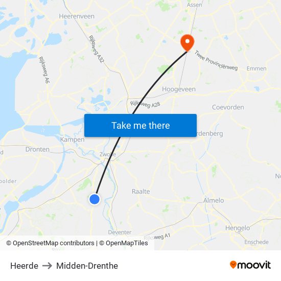 Heerde to Midden-Drenthe map