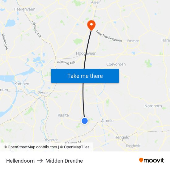 Hellendoorn to Midden-Drenthe map