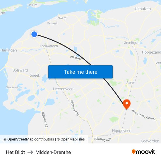Het Bildt to Midden-Drenthe map