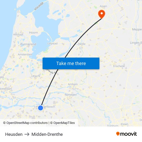 Heusden to Midden-Drenthe map