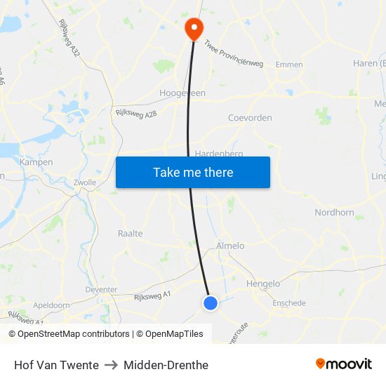 Hof Van Twente to Midden-Drenthe map