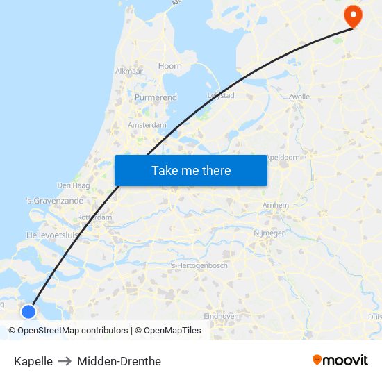 Kapelle to Midden-Drenthe map