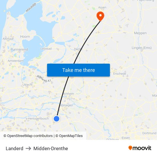 Landerd to Midden-Drenthe map