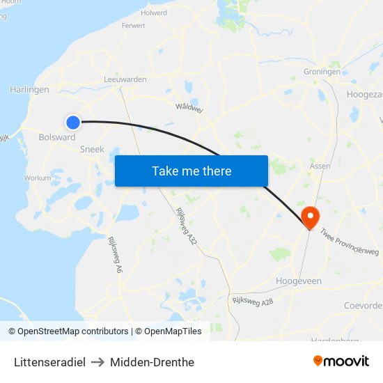 Littenseradiel to Midden-Drenthe map