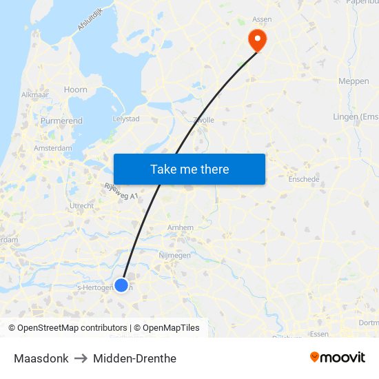 Maasdonk to Midden-Drenthe map