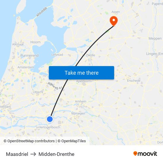 Maasdriel to Midden-Drenthe map