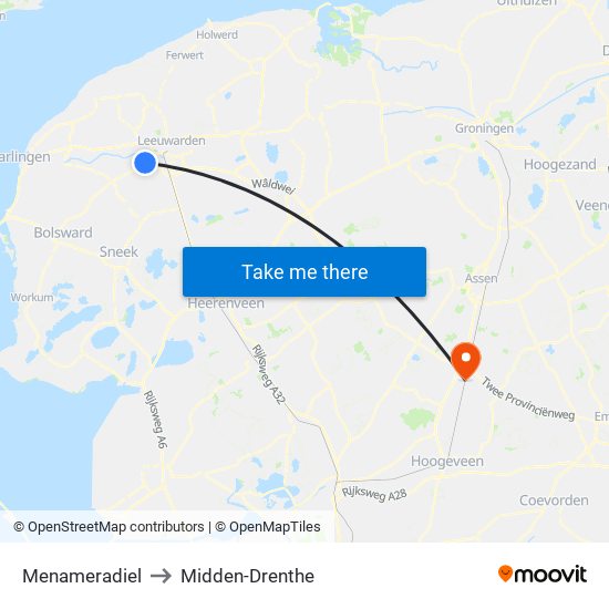 Menameradiel to Midden-Drenthe map