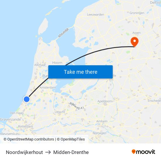 Noordwijkerhout to Midden-Drenthe map