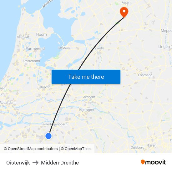 Oisterwijk to Midden-Drenthe map