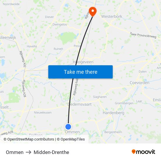 Ommen to Midden-Drenthe map
